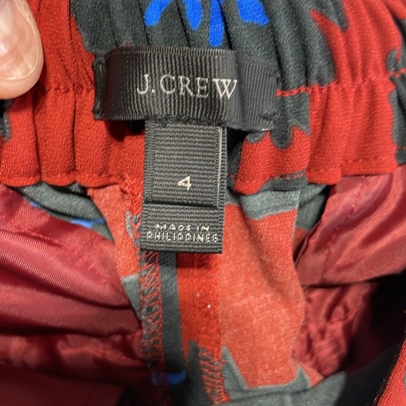 J Crew Pants Firework Floral Tapered Trouser Pants Pull On Career Red Blue sz 4 - Picture 8 of 11